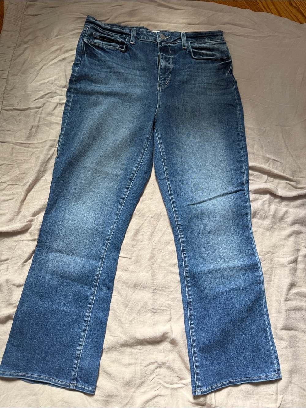 L'AGENCE  Petite, Skinny Leg, Medium Blue Flare Jeans